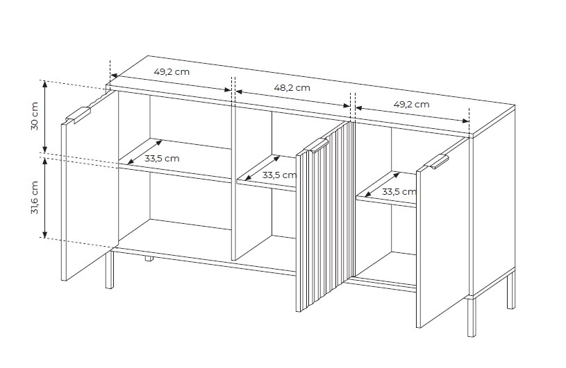 Μπουφές Rave Μπεζ+φυσικό Viking 153x82x40cm - Image 7