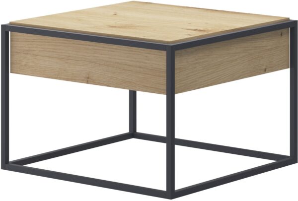Τραπεζάκι Enjoy με συρτάρι χρώμα Φυσικό Artisan+Μαύρο 60x42x60cm