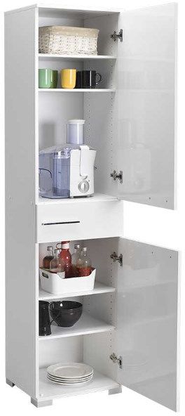 Ντουλάπα ADR-421-PP DIAMOND μονόφυλλη Λευκό+Λευκό High Gloss 45x187x38cm - Image 4