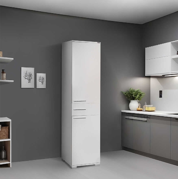 Ντουλάπα ADR-421-PP DIAMOND μονόφυλλη Λευκό+Λευκό High Gloss 45x187x38cm - Image 7