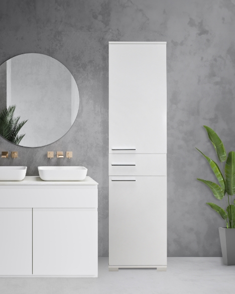 Ντουλάπα ADR-421-PP DIAMOND μονόφυλλη Λευκό+Λευκό High Gloss 45x187x38cm - Image 5