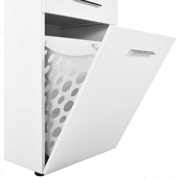 Ντουλάπι ADR-621-PP Diamond με καλάθι ρούχων Λευκό+Λευκό High Gloss 52x187x38cm - Image 10