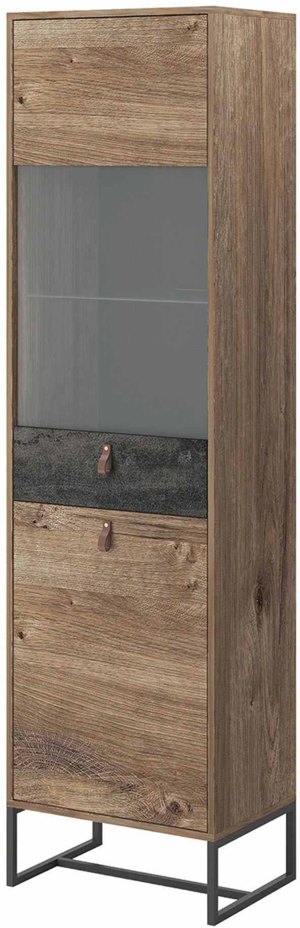 Βιτρίνα Dark χρώμα Βελανιδιά+black stone 53x197x39cm