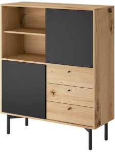 Βιβλιοθήκη Flow φυσικό Artisan+Black pearl 102x126x41cm