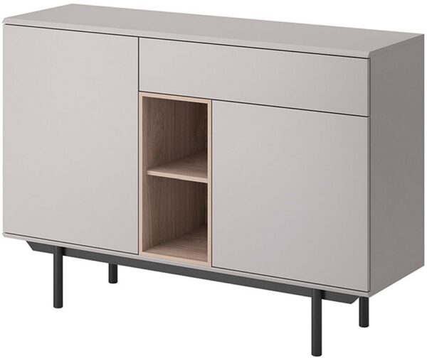 Μπουφές  Inox: Γκρι+Jackson Hickory 125x89x40
