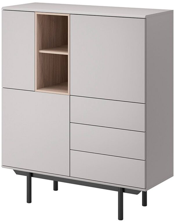 Μπουφές  Inox: Γκρι+Jackson Hickory 100x121x40cm