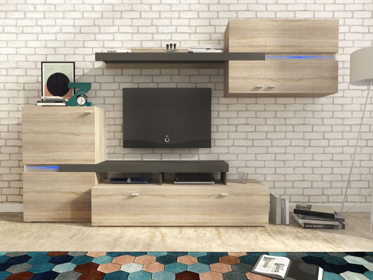 Σύνθεση 36124-JT Φυσικός δρυς +Γραφίτης 260x172x40cm