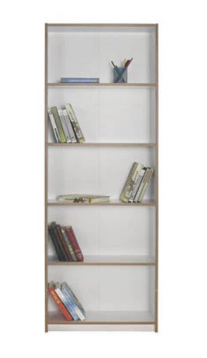 Βιβλιοθήκη Trendline Λευκό ματ με φυσικό  64x182x26cm