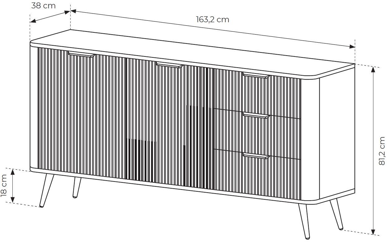 Μπουφές Lante με συρτάρια λευκός 163x81x38cm - Image 5