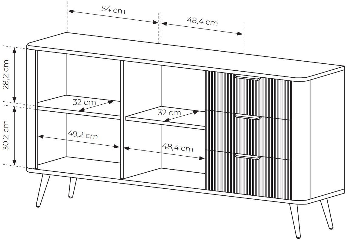 Μπουφές Lante με συρτάρια λευκός 163x81x38cm - Image 6