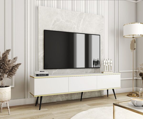 Έπιπλο τηλεόρασης ORO  Λευκό+ μαύρο 175x53x32cm