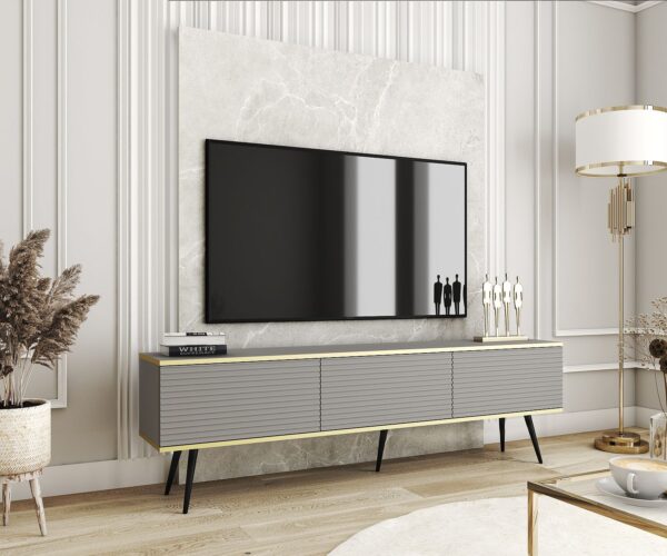 Έπιπλο τηλεόρασης ORO_MDF Γκρι 175x53x32cm