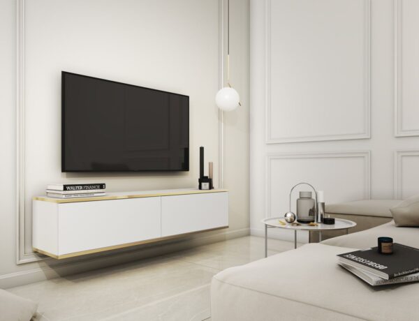 Κρεμαστό έπιπλο τηλεόρασης ORO λευκό 135x30x32cm