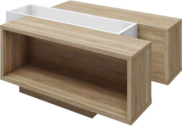 Τραπεζάκι Raylie Φυσικό+Λευκό 110x41x75cm