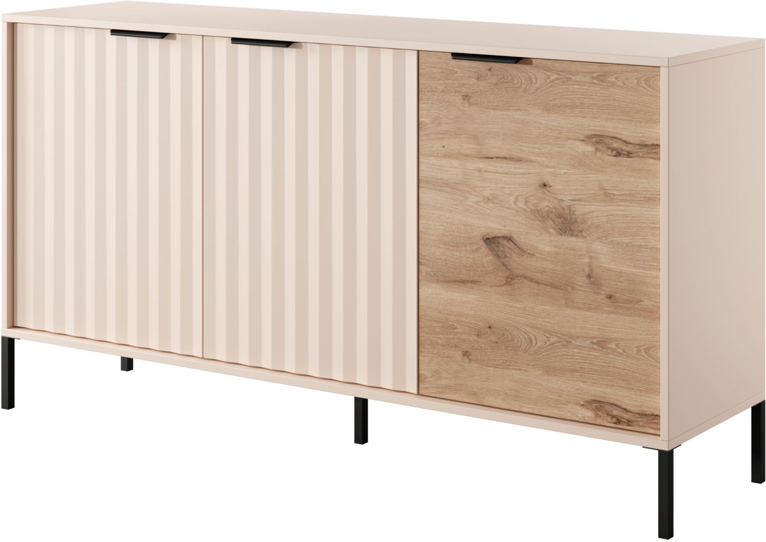 Μπουφές Rave Μπεζ+φυσικό Viking 153x82x40cm - Image 2