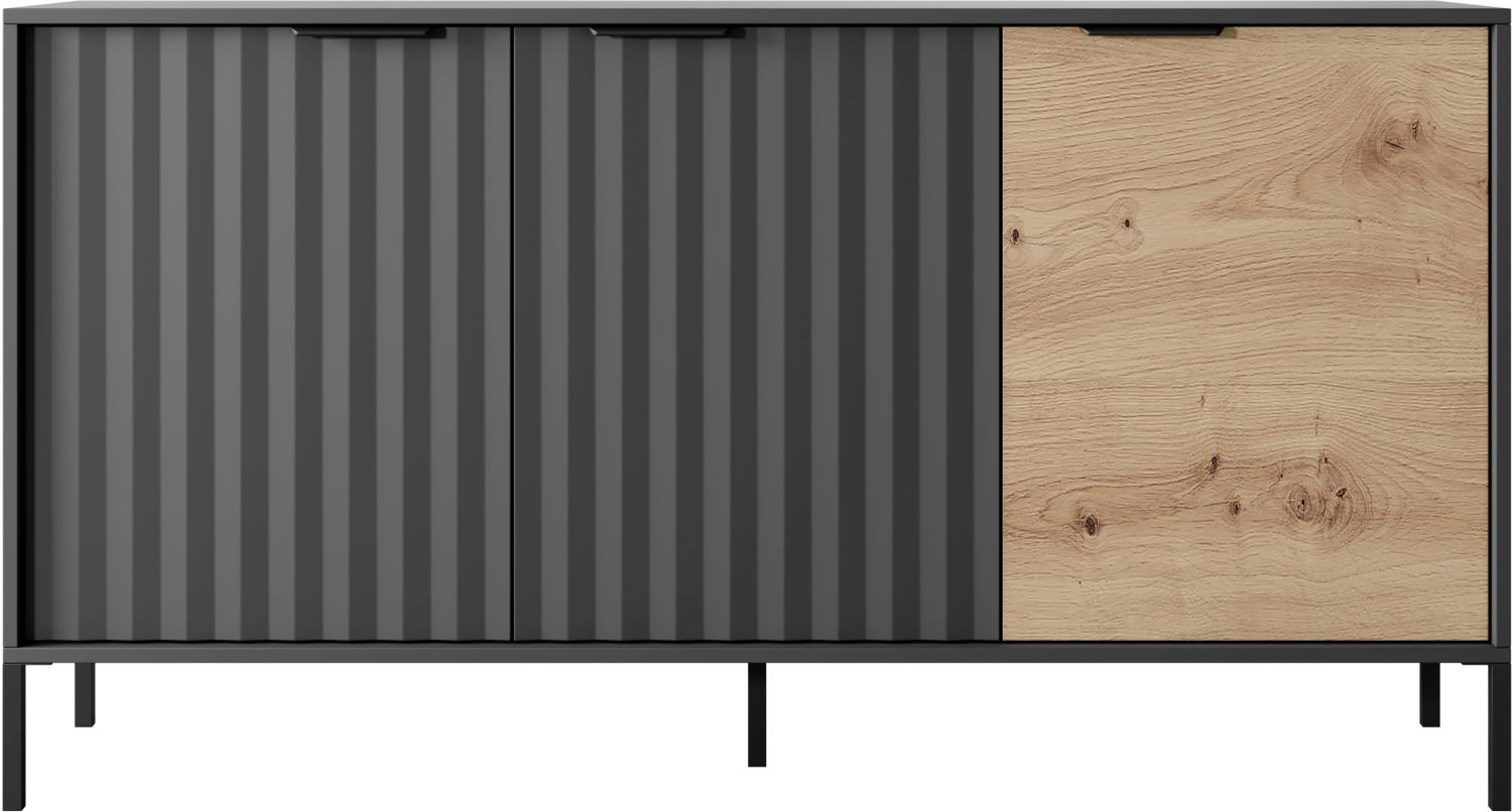 Μπουφές Rave ανθρακί+φυσικό Αρτιζάν 153x82x40cm