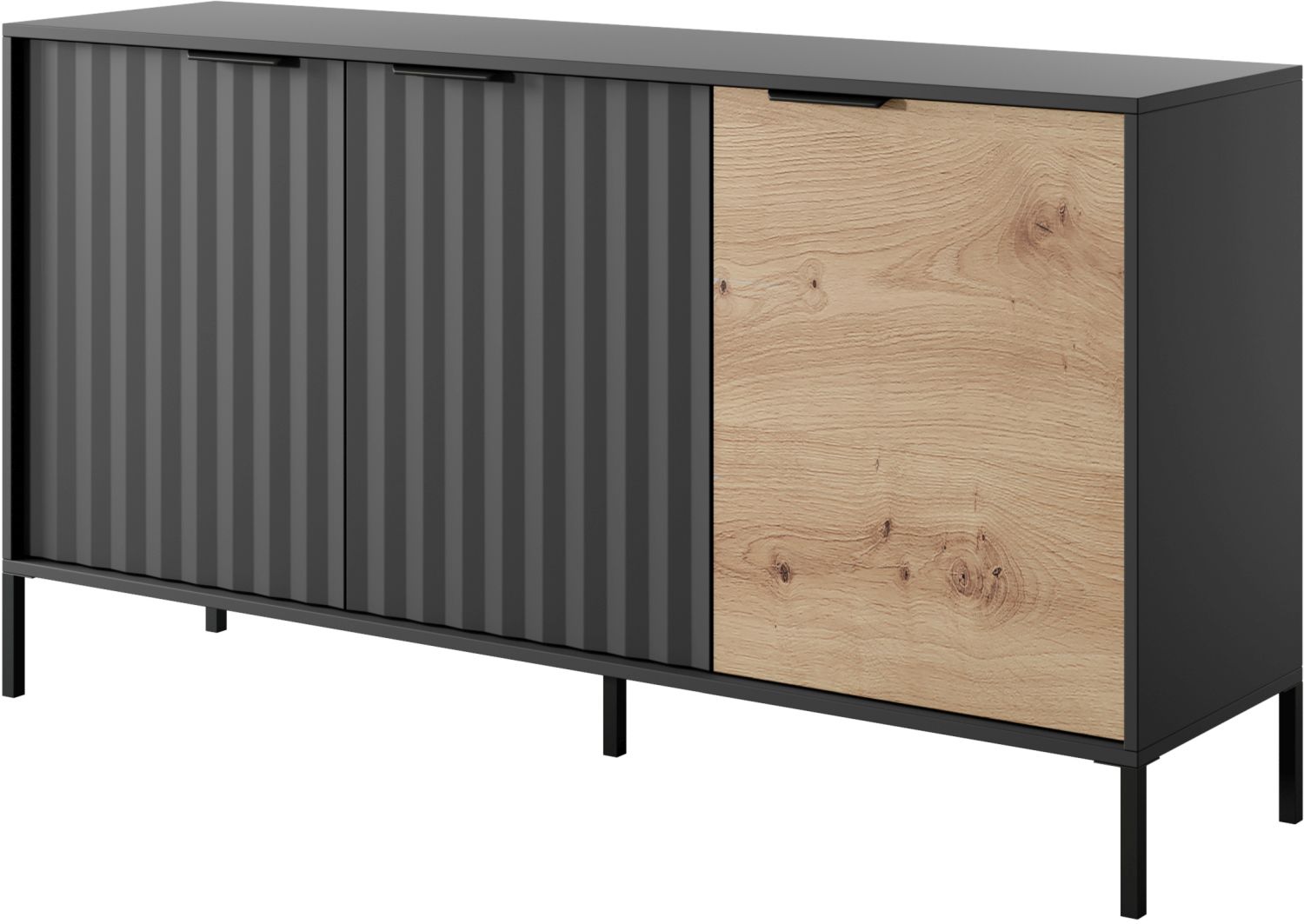 Μπουφές Rave ανθρακί+φυσικό Αρτιζάν 153x82x40cm - Image 3