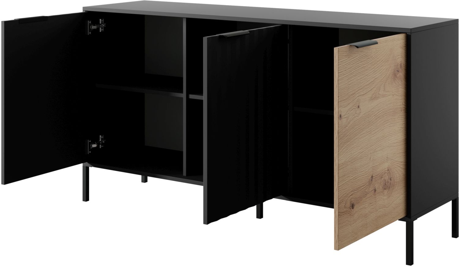 Μπουφές Rave ανθρακί+φυσικό Αρτιζάν 153x82x40cm - Image 5