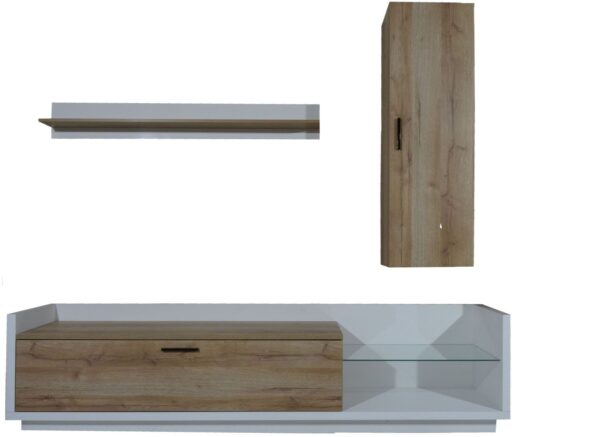 Σύνθεση τοίχου  Talina_ec Λευκό+Kingstone Oak 240x175x48cm