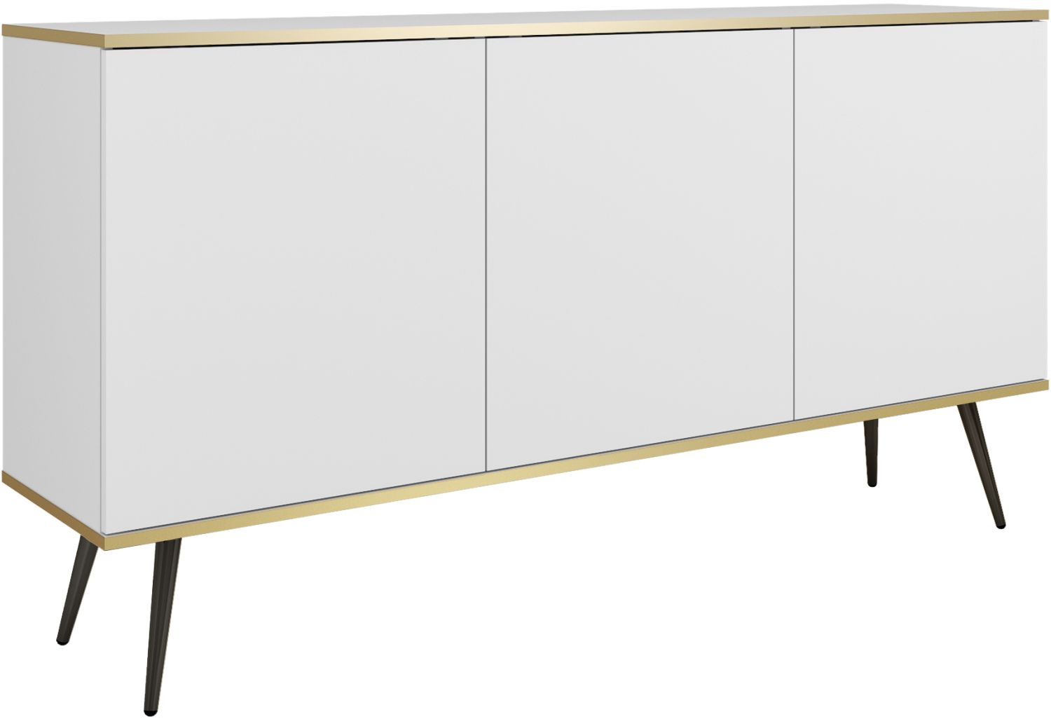 Μπουφές Oro λευκό με μαύρα πόδια 160x85x39cm