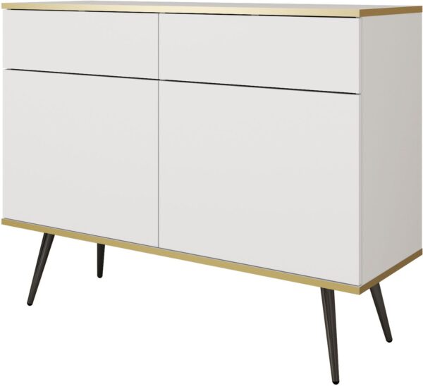 Μπουφές Oro λευκό με μαύρα πόδια 107x85x39cm