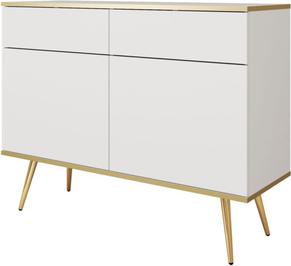 Μπουφές Oro λευκό με χρυσά πόδια  107x85x39cm