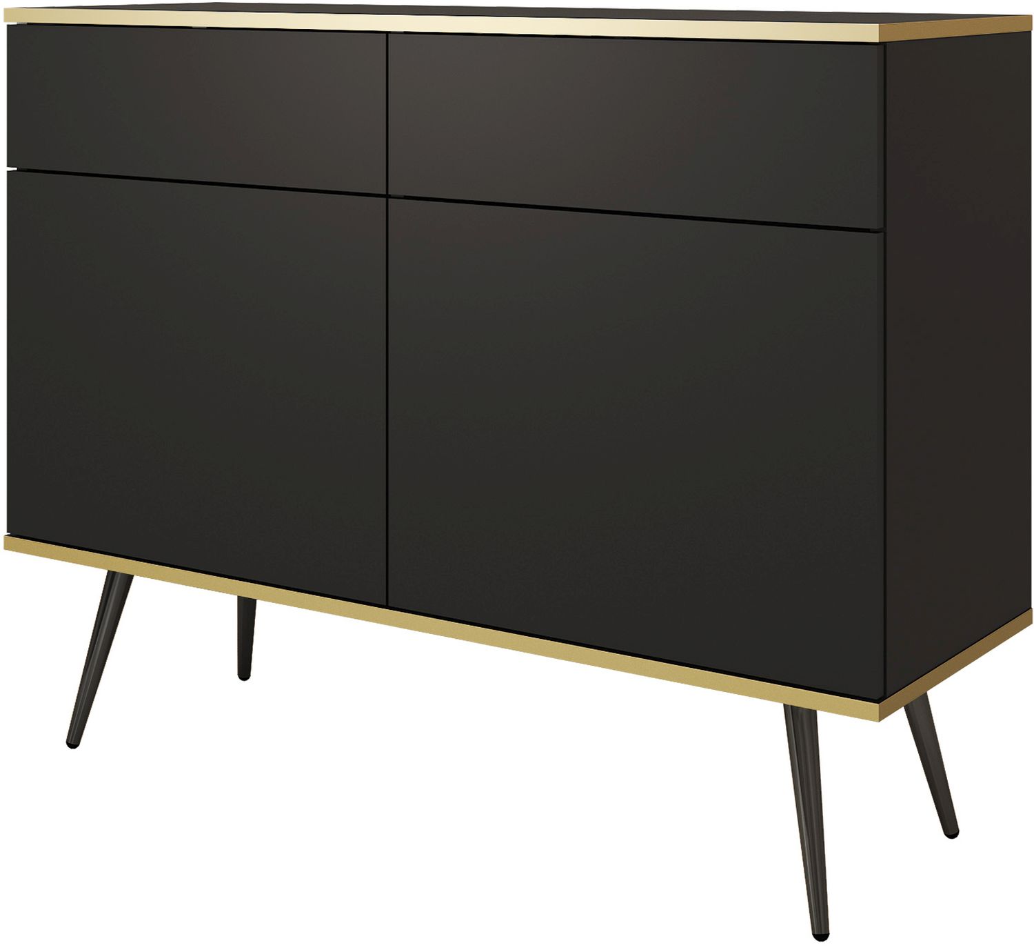 Μπουφές Oro Ανθρακί με μαύρα πόδια 107x85x39cm