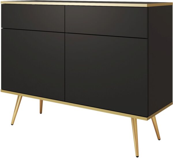 Μπουφές Oro Ανθρακί με χρυσά πόδια 107x85x39cm