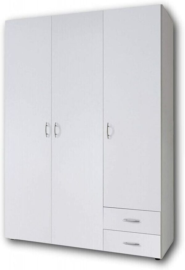 Ντουλάπα A_Base Τρίφυλλη Λευκή με συρτάρια 120x177x52cm