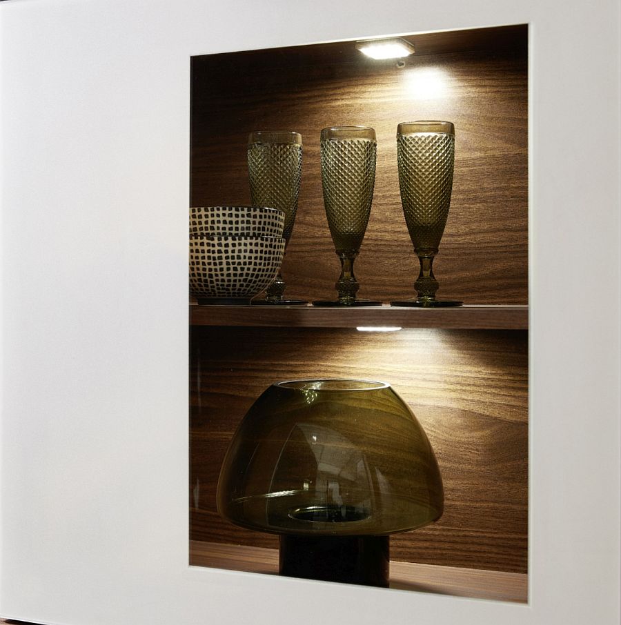Βιτρίνα Zeno Καρυδιά με συρτάρια 60x203x38cm - Image 5