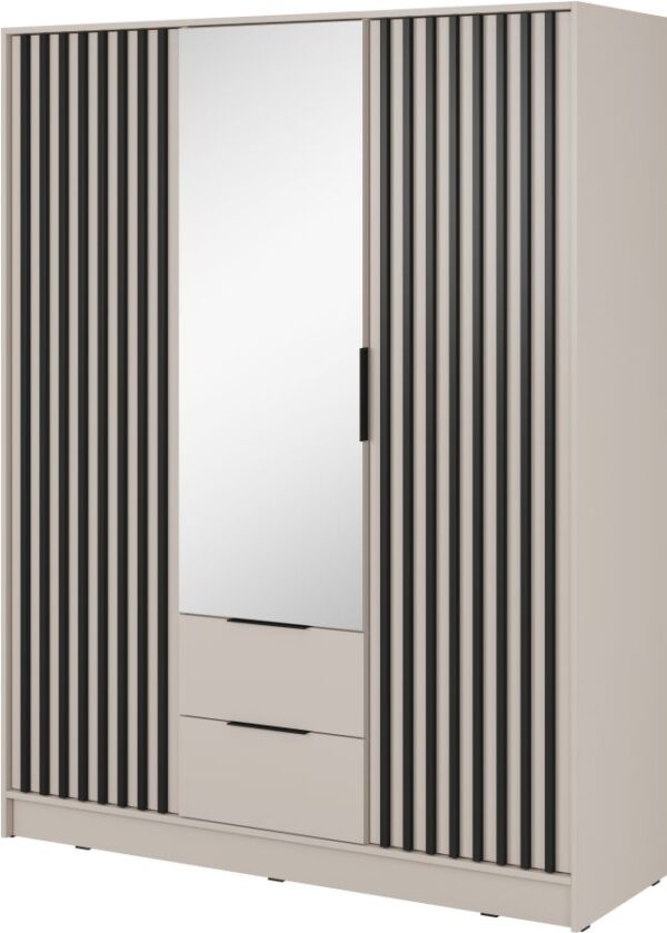 Ντουλάπα Nelly Τρίφυλλη Λευκό Kazmir με καθρέπτη 155x200x51cm
