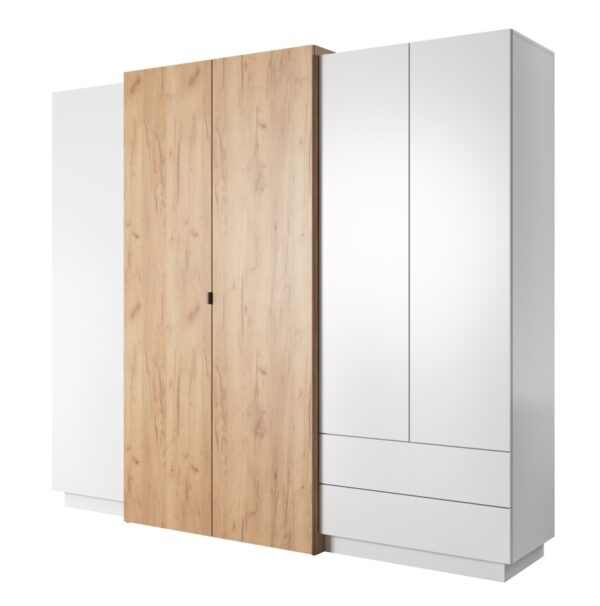 Ντουλάπα 3D Λευκή 230x201x51cm με εσωτερικό καθρέπτη και συρτάρια