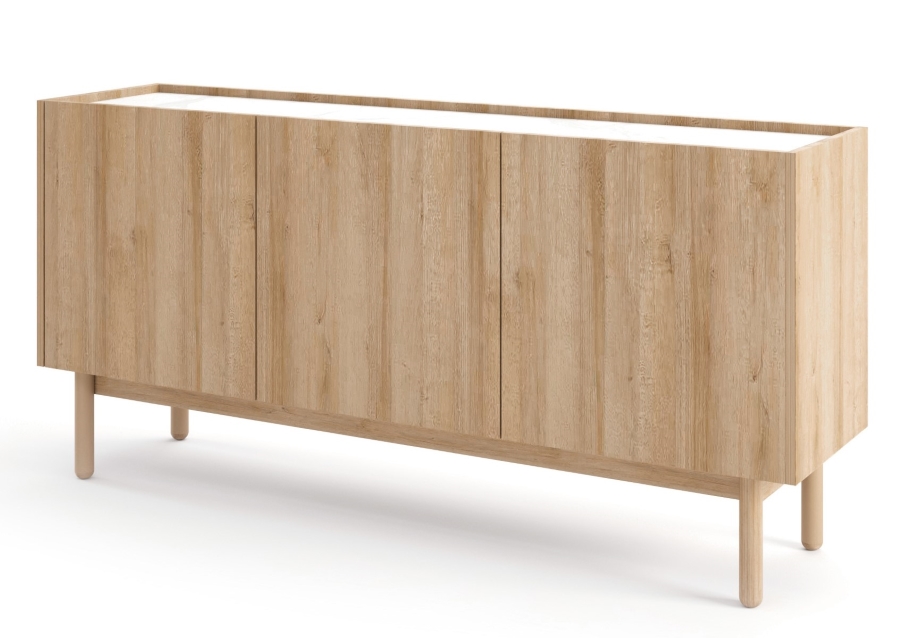 Μπουφές BOHO Φυσικό + Λευκό μάρμαρο 144x68x37cm - Image 3