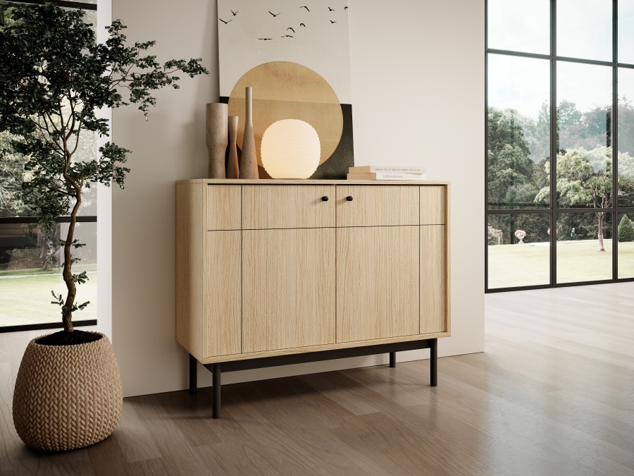Μπουφές Japandi Φυσικό Dab linea 103x83x39cm - Image 2