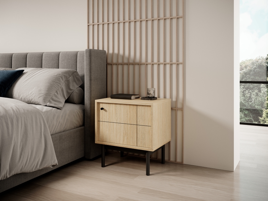 Κομοδίνο Japandi Φυσικό Dab linea 53x56x39cm - Image 2