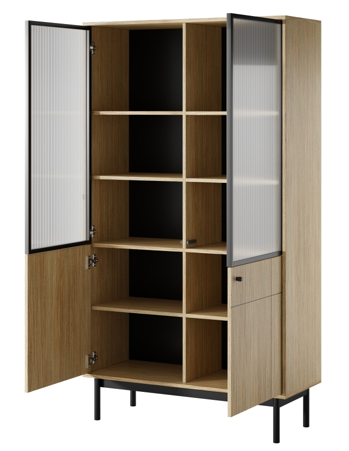Βιτρίνα Japandi Φυσικό Dab linea 103x184x39cm - Image 4