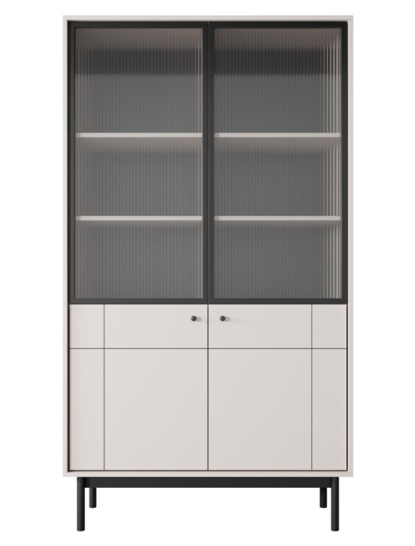 Βιτρίνα Japandi Λευκό Kazmir 103x184x39cm