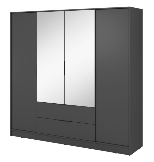 Ντουλάπα Kelly Γραφίτης με καθρέπτες 206x200x51cm