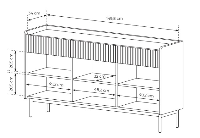 Μπουφές Level Μπεζ 153x82x38cm - Image 4