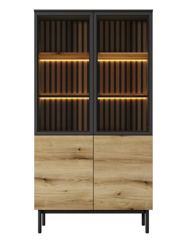 Βιτρίνα Lang Ανθρακί+ Φυσικό Evoke με φωτισμό 100x188x39cm