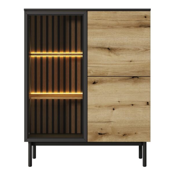 Βιτρίνα Lang Ανθρακί+ Φυσικό Evoke με φωτισμό 100x125x39cm