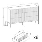 Συρταριέρα Nova Λευκό Kazmir + Χρυσό 154x91x39cm - Image 5