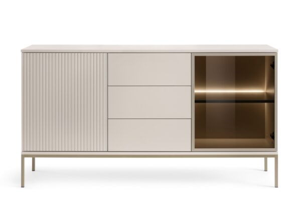 Μπουφές Sento με βιτρίνα και συρτάρια Λευκό Kazmir 154x83x39cm