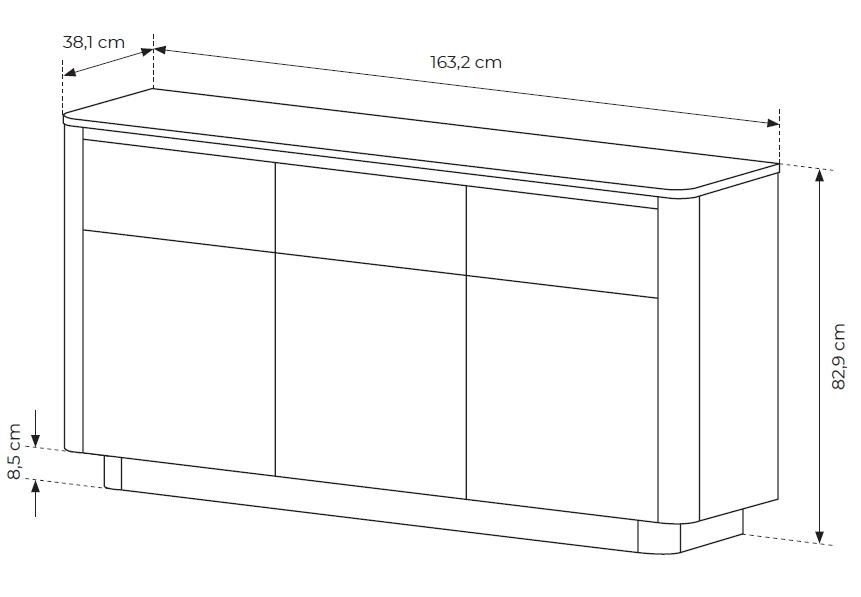 Μπουφές με συρτάρια Torro Φυσικό Cremona + Ανθρακί 163x82x38cm - Image 7
