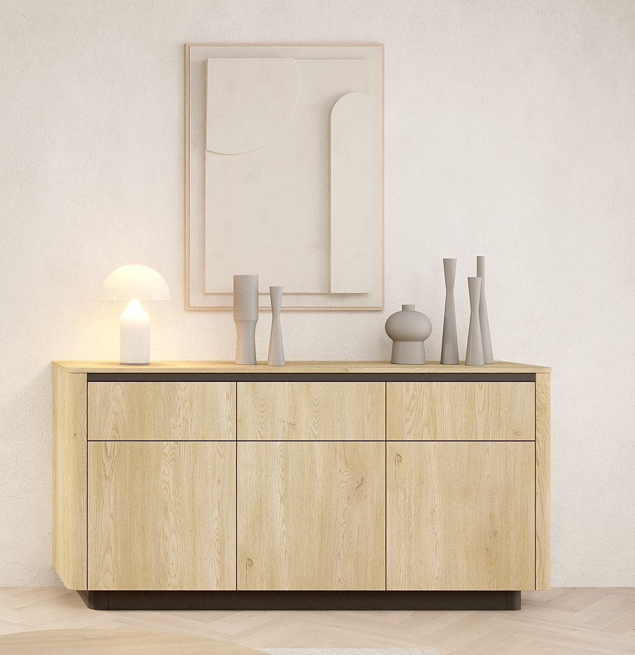 Μπουφές με συρτάρια Torro Φυσικό Cremona + Ανθρακί 163x82x38cm - Image 2