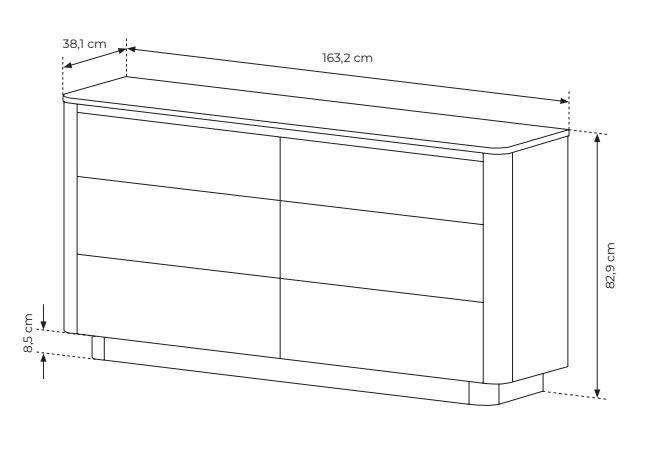 Συρταριέρα Torro Φυσικό Cremona + Ανθρακί 163x82x38cm - Image 5