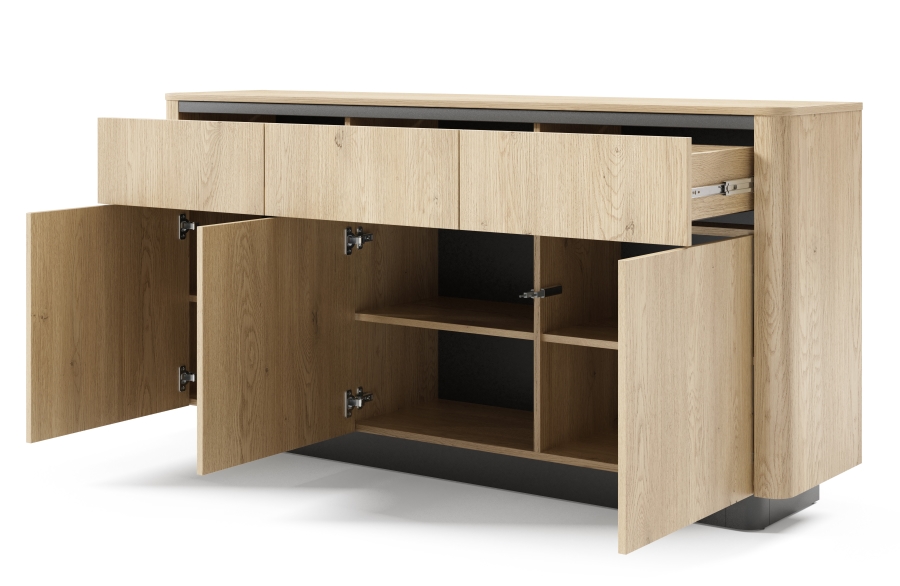 Μπουφές με συρτάρια Torro Φυσικό Cremona + Ανθρακί 163x82x38cm - Image 5