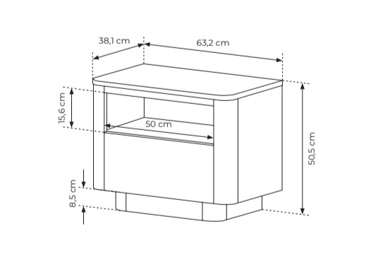 Κομοδίνο Torro Φυσικό Cremona + Ανθρακί 63x50x38cm - Image 5