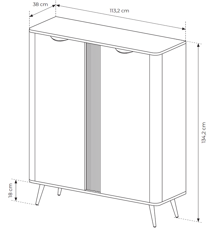 Μπουφές Veris σκούρη Βελανιδιά 113x134x38cm - Image 6
