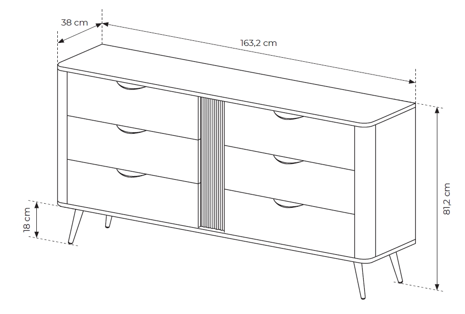 Συρταριέρα Veris σκούρη Βελανιδιά 163x81x38cm - Image 7